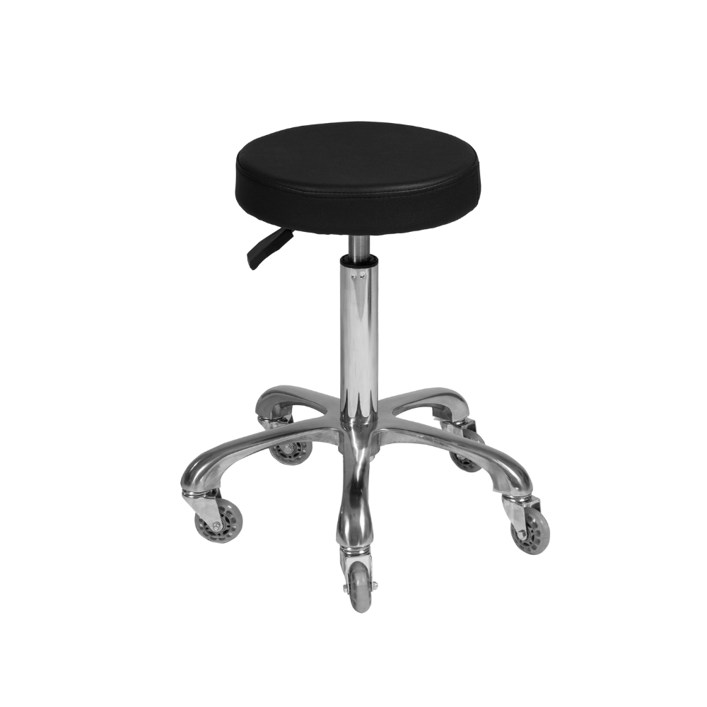 Sgabello circolare con base in alluminio