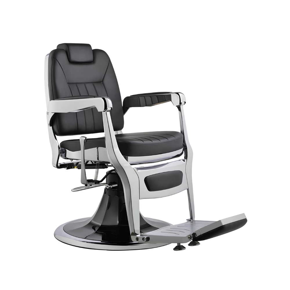 Poltrona nera barber - finitura argento
