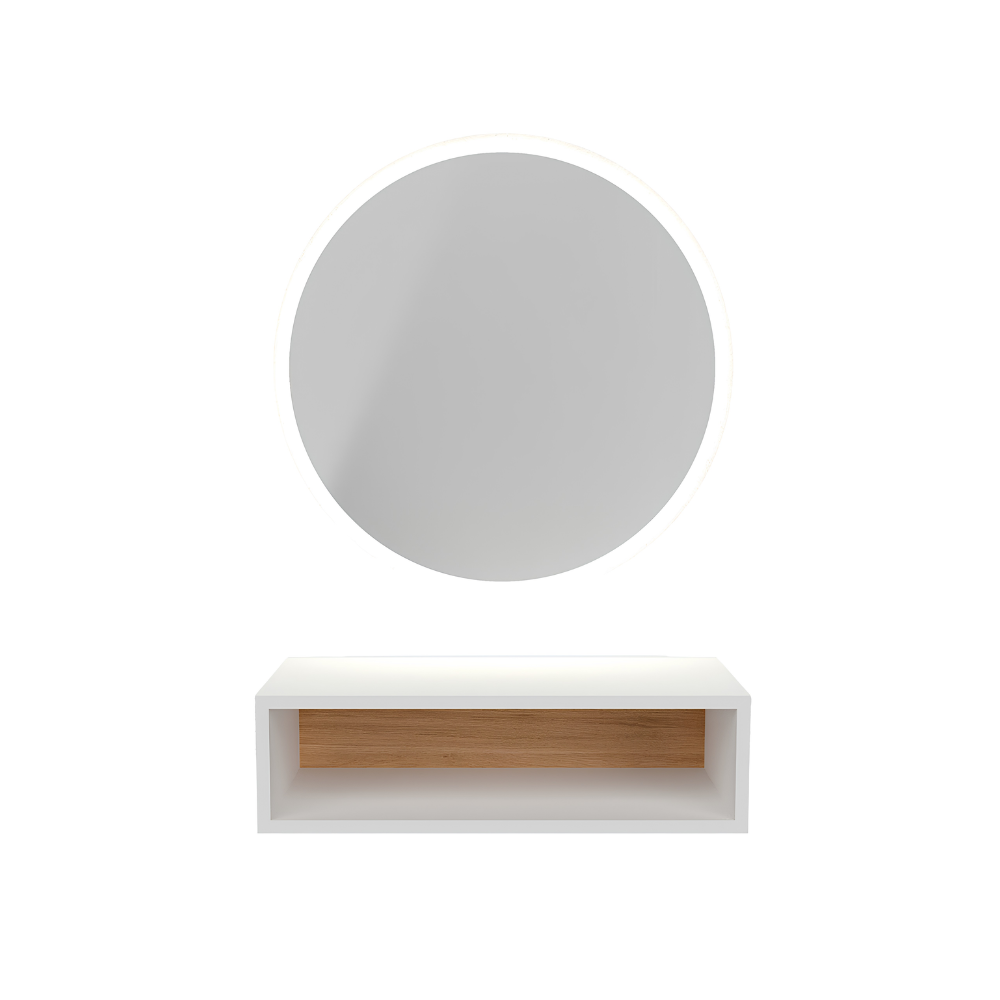 Postazione parrucchiere – specchio led con box bianca