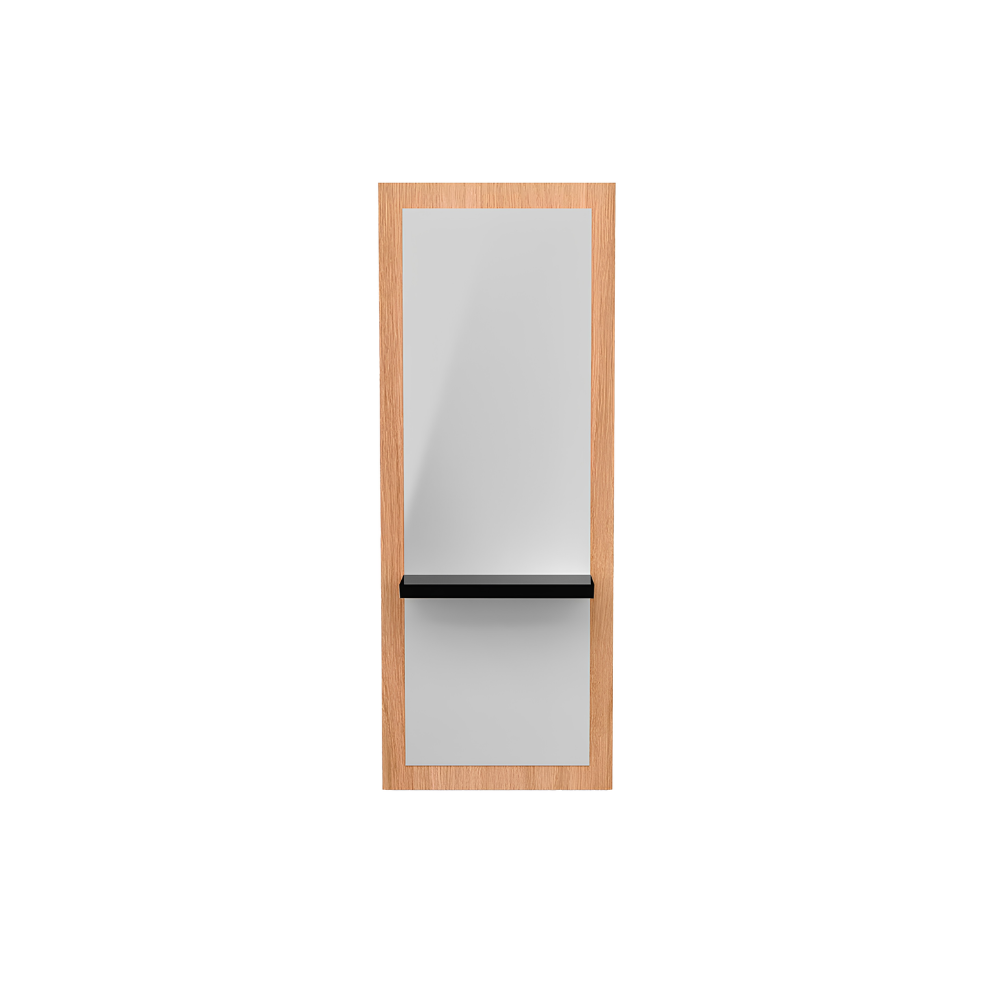Postazione styling in rovere con vassoio nero