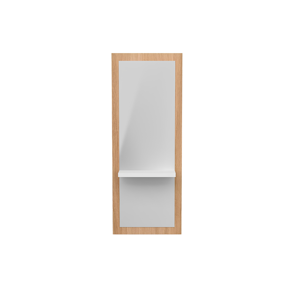 Postazione styling in rovere con vassoio bianco