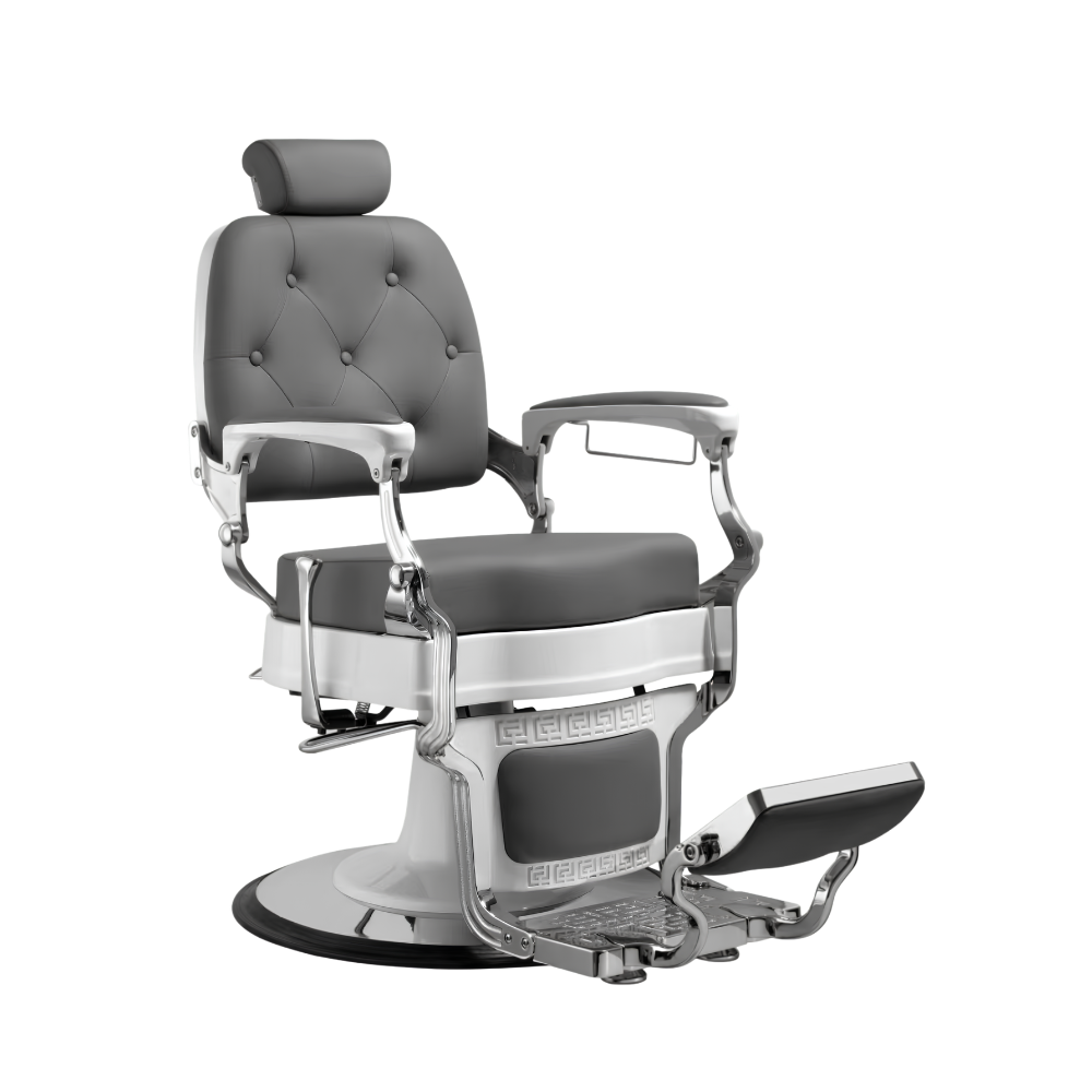 Poltrona grigia barber - finiture argento