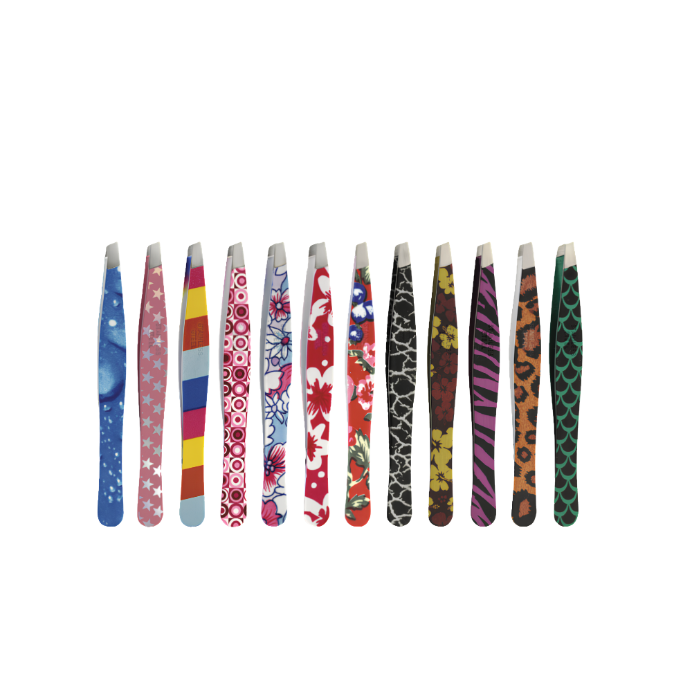 Pinzetta obliqua colorata Acciaio Inox - Lunghezza: 9,5cm