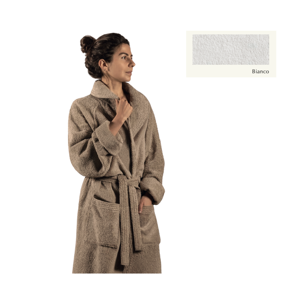 Accappatoio kimono in spugna con cappuccio